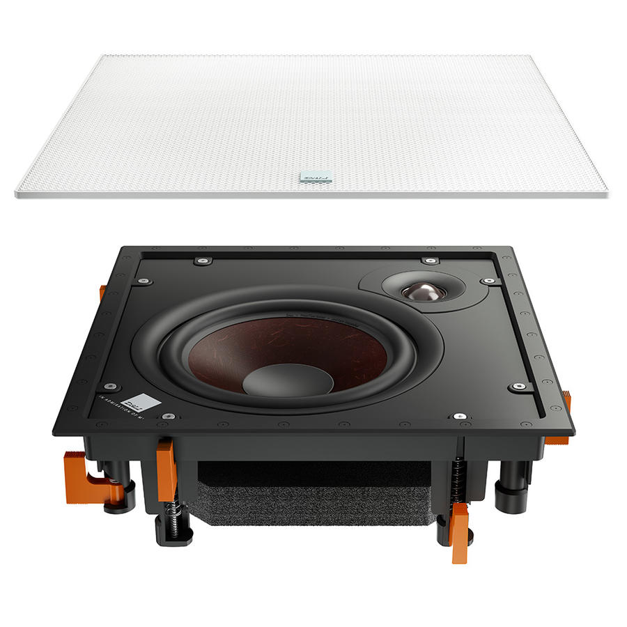 DALI Phantom H-80 - boxă încastrabilă în tavan, cu grilă pătrată albă și difuzor de 8 inch