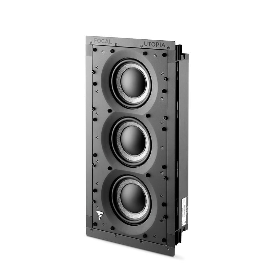 Focal 1000 IW SUB Utopia - subwoofer încastrabil în perete cu grilă albă, vedere frontală