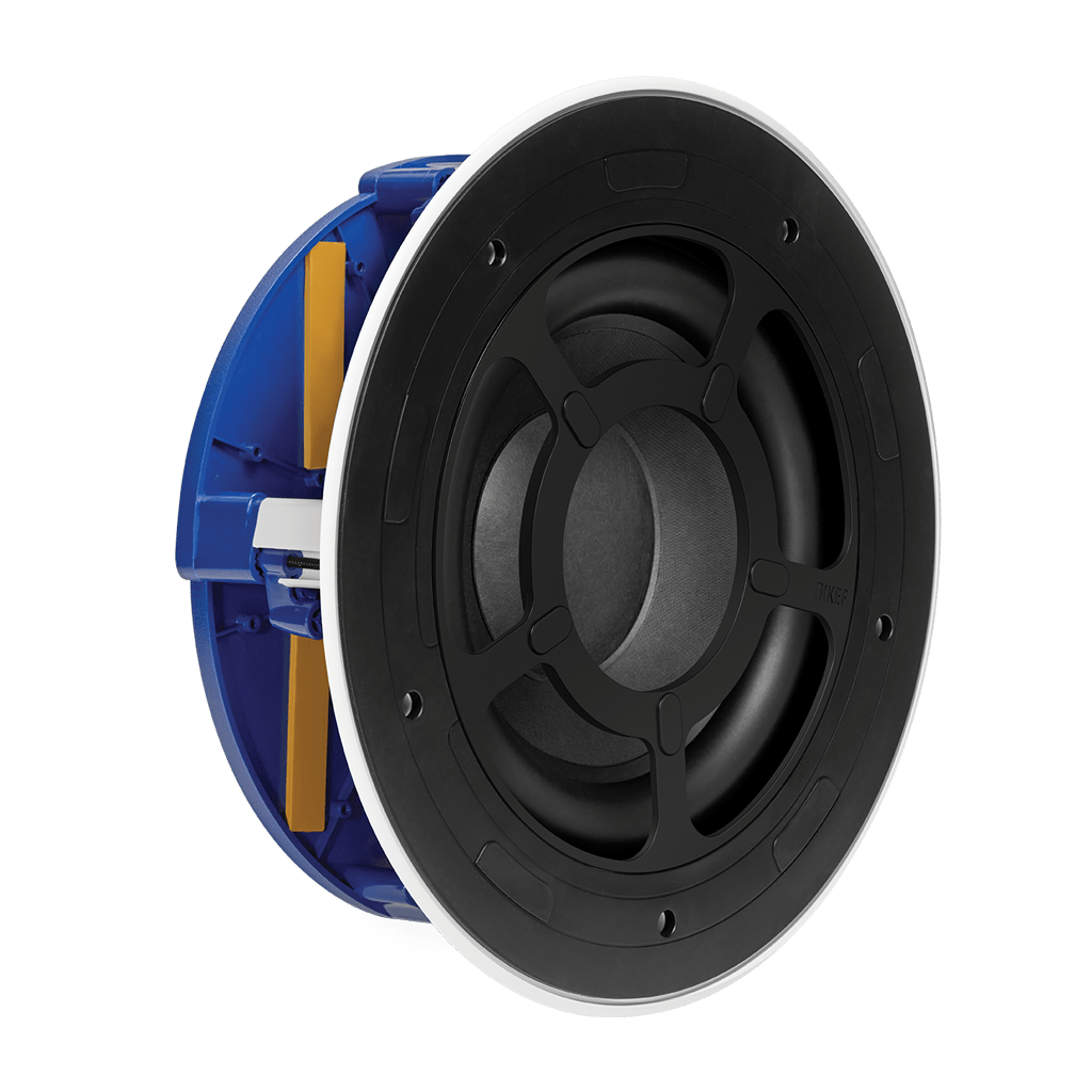 KEF Ci250RRb-THX, vedere din perspectivă a subwooferului încastrabil