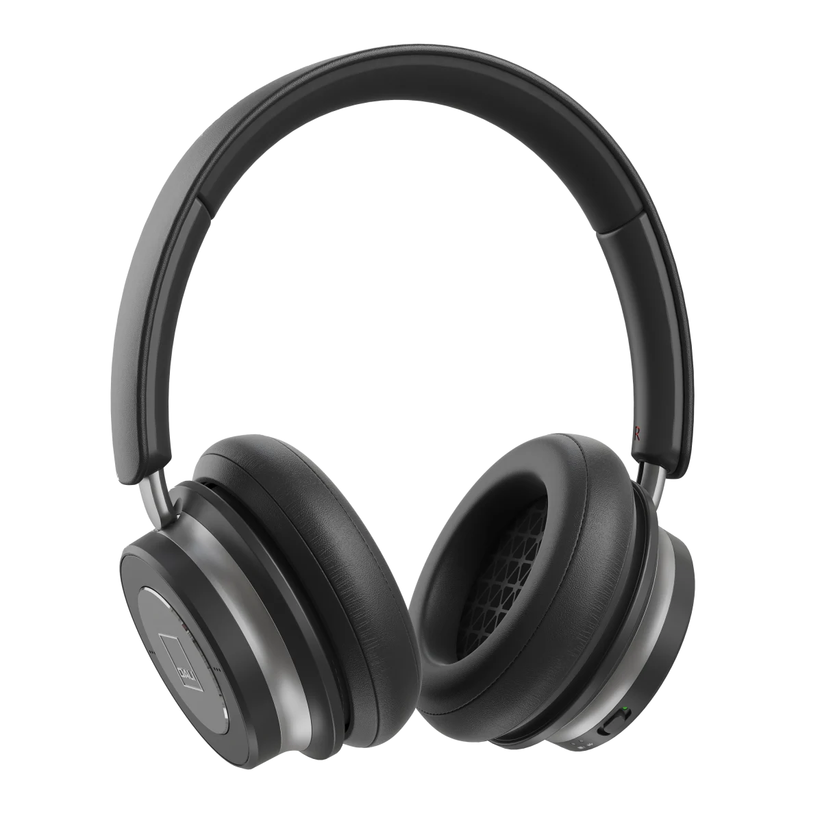 Căști Dali iO-6 Bluetooth, vedere laterală, culoare iron black, cupe mari și bandă ajustabilă.