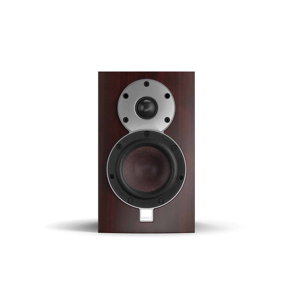 Boxa Dali MENUET, față, culoare rosso, cu tweeter și woofer vizibile. Ideală pentru sisteme audio.