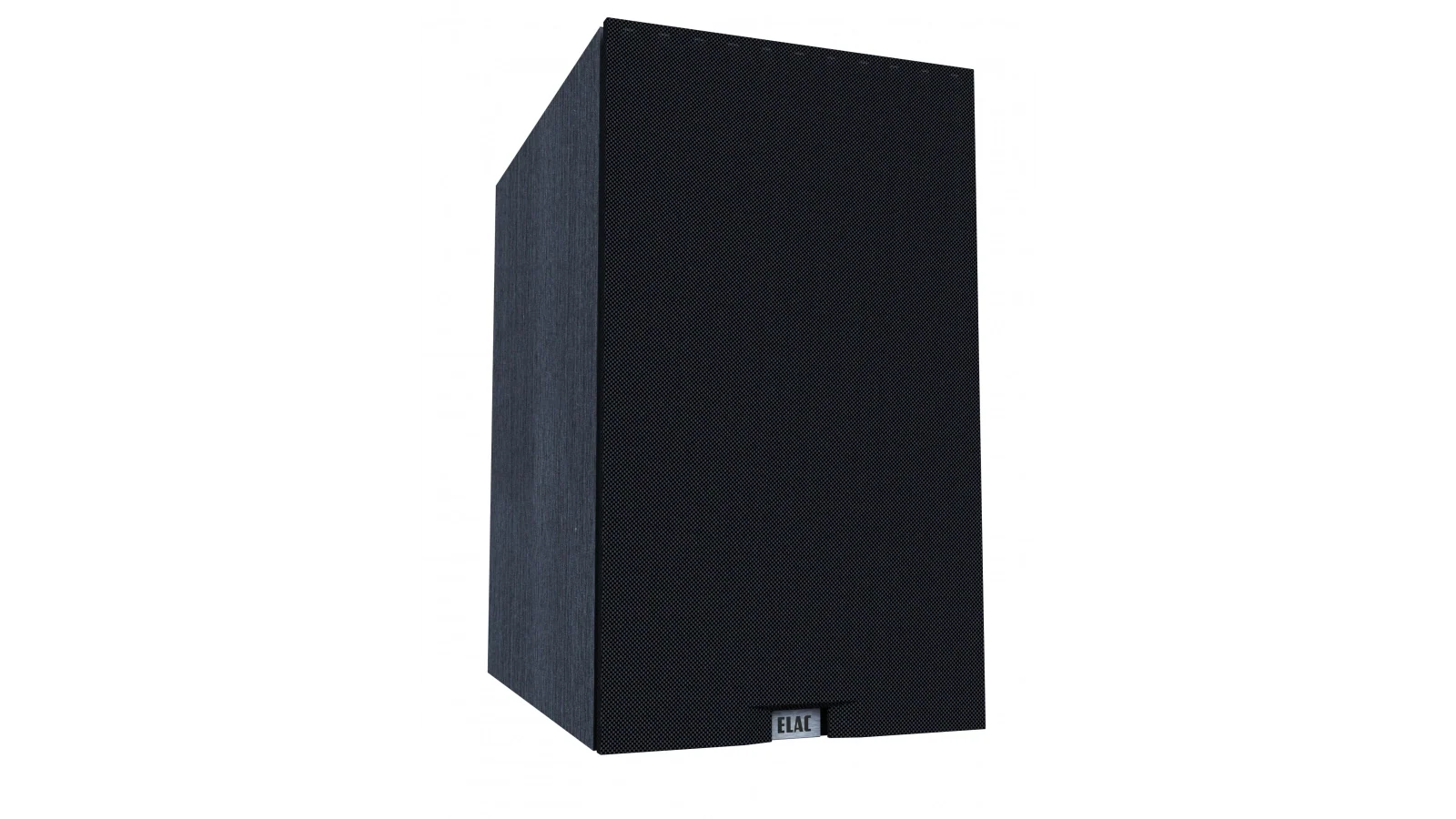 Boxă Elac Debut 3.0 DB53 vedere frontală, culoare neagră, grilaj textil și logo ELAC vizibil jos.