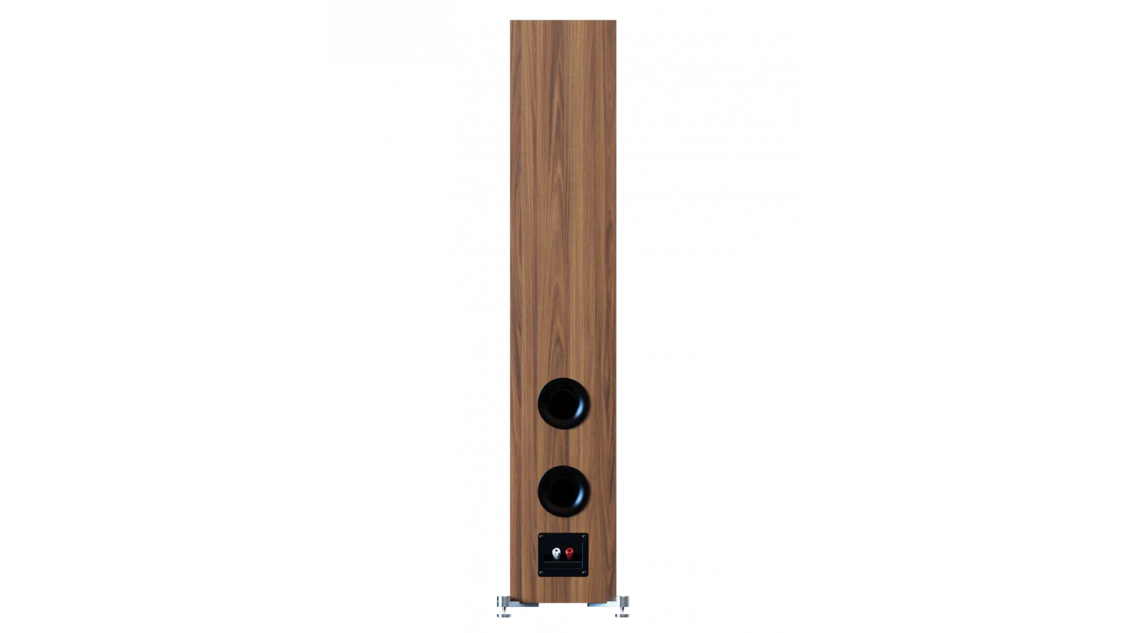 Spate boxă Elac Debut 3.0 DF63 culoare lemn, cu două porturi bass reflex și conectori audio vizibili.