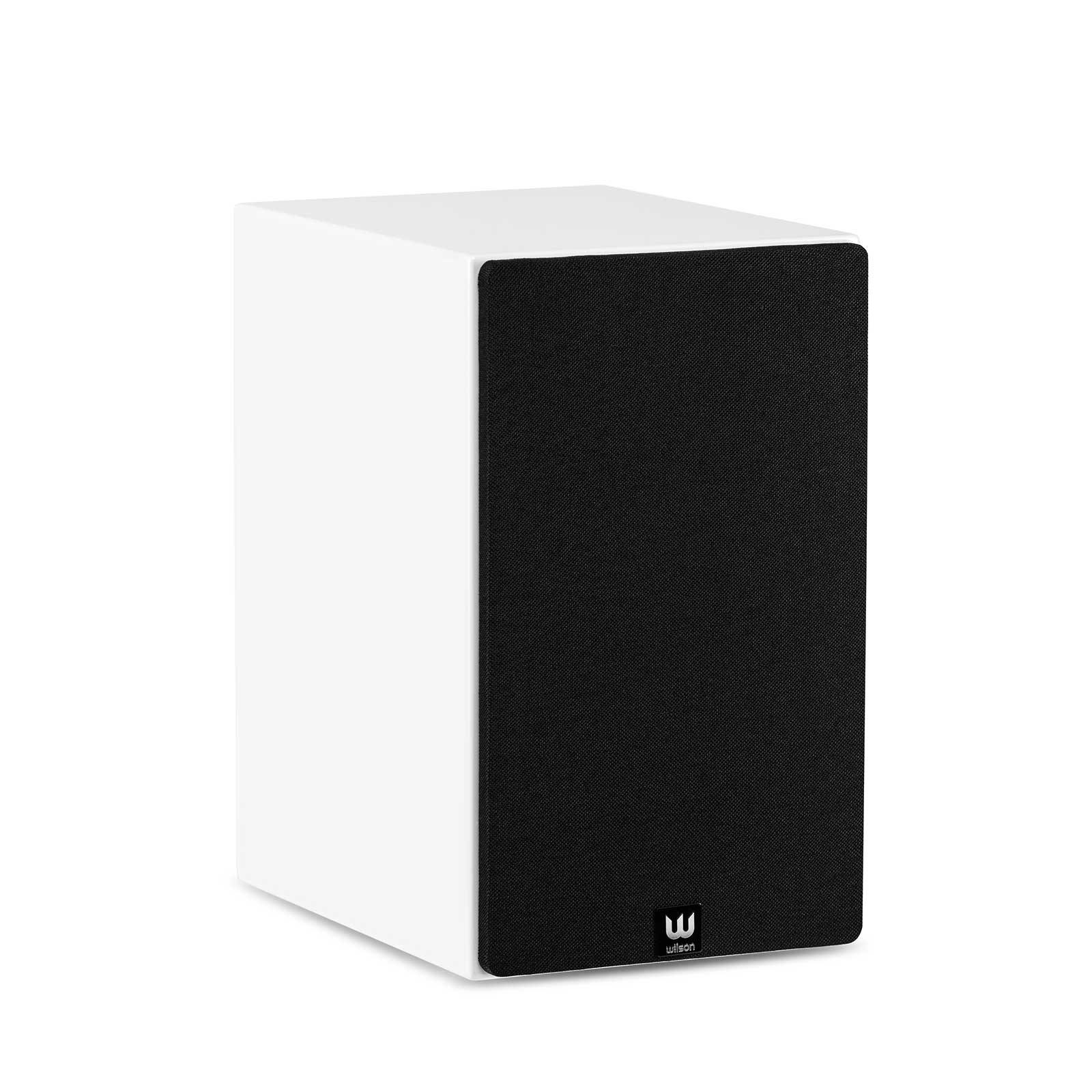 Boxă Wilson Exclusive 4, albă, vedere din dreapta față cu grilaj negru. Ideală pentru home theater.