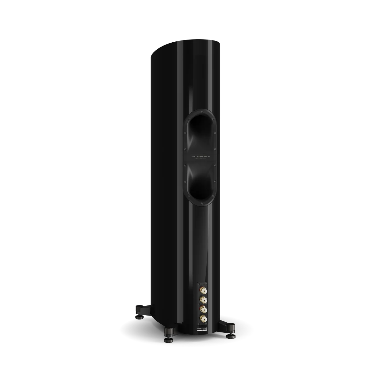 Boxa Dali EPIKORE 9 neagră, vedere din spate. Prezintă conectori audio și port bass reflex.