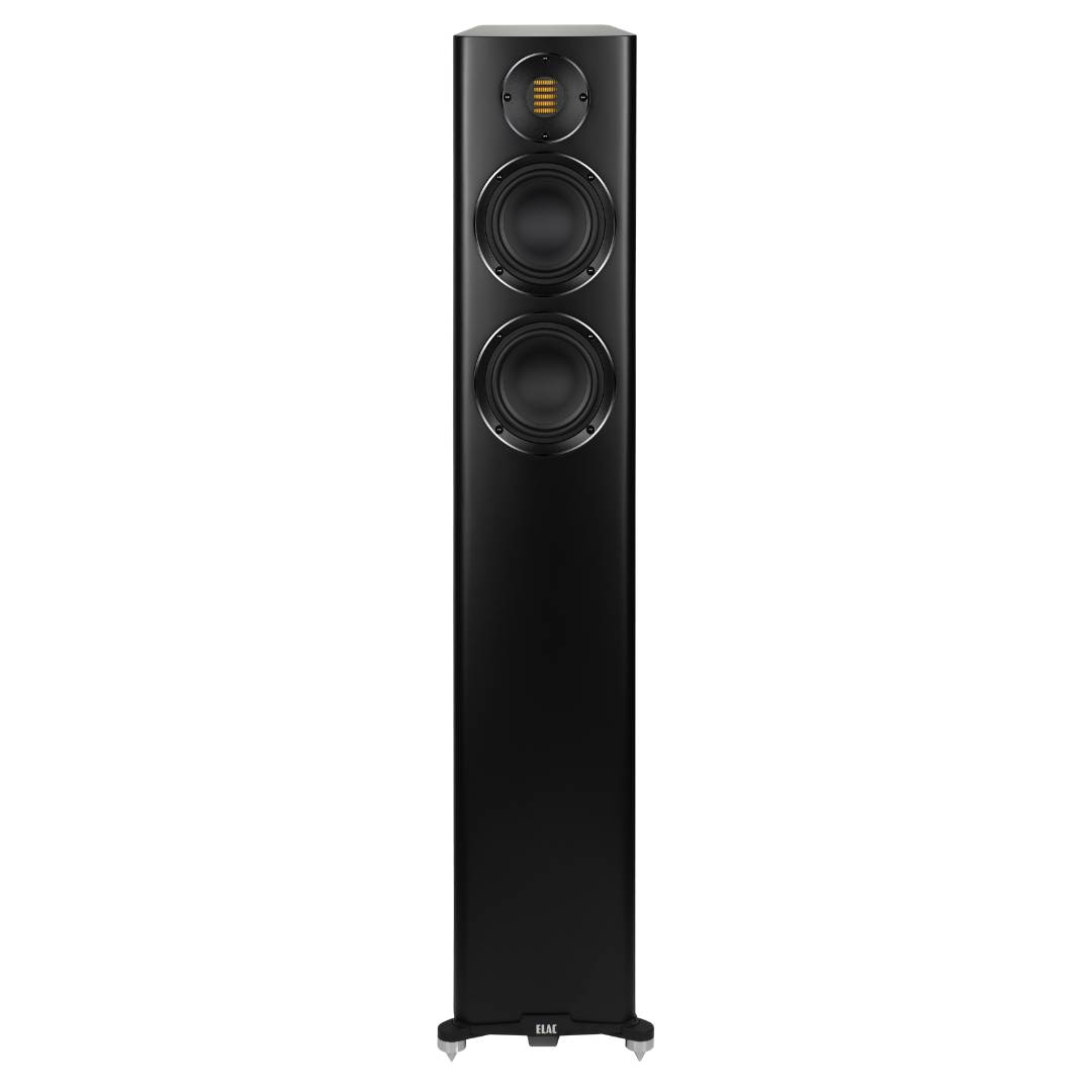 Elac Carina FS 247.4 Boxe de podea - Pereche, finisaj Satin Black, vedere frontală.