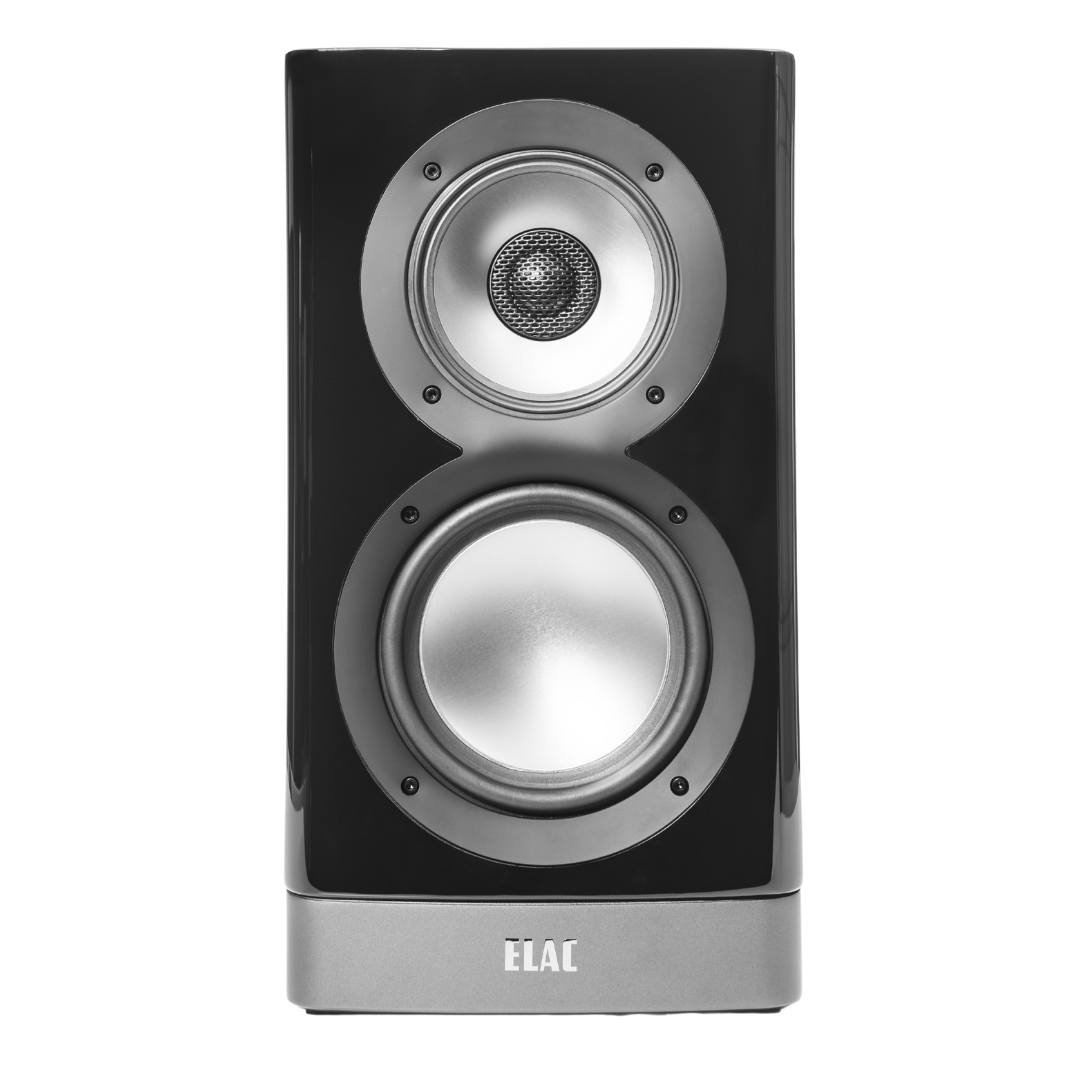 Elac Navis ARB51 Boxe active de raft - Pereche, finisaj Black HG, vedere frontală.