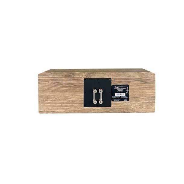 Spate boxă centru Elac Uni-Fi Reference UCR52, finisaj White-Wood, conectori bi-wire vizibili.