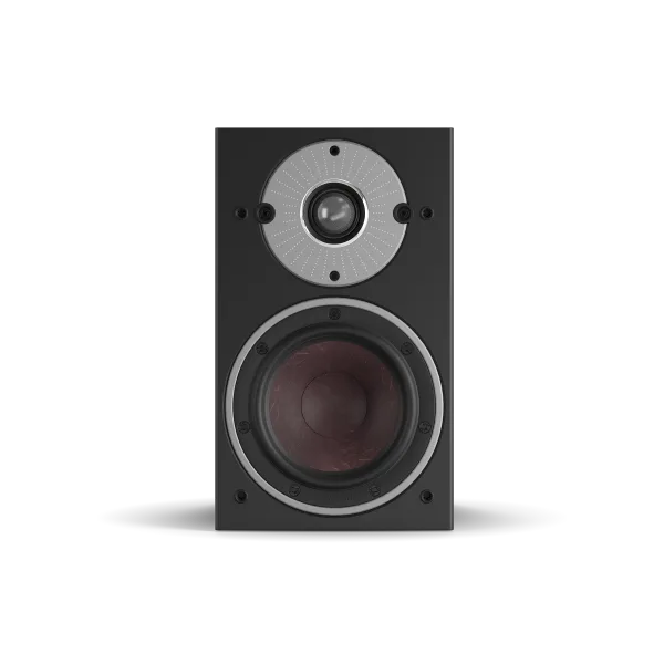 Boxa Dali OBERON 1, față, culoare negru ash, cu tweeter și woofer vizibile. Ideală pentru sisteme audio.