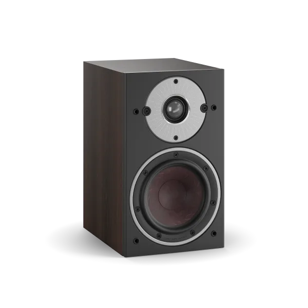Boxă Dali OBERON 1, culoare nuc închis, vedere frontală. Vizibile: tweeter și woofer. Audio premium.