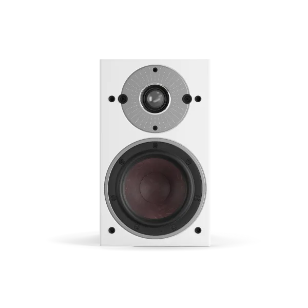 Boxa Dali OBERON 1, vedere frontală, culoare albă, cu tweeter și woofer vizibile, pentru sistem audio.