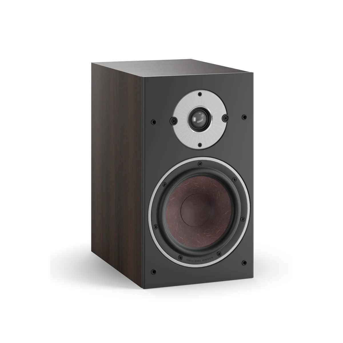 Boxa Dali OBERON 3, culoare dark walnut, vedere frontală. Prezintă tweeter și woofer vizibile.