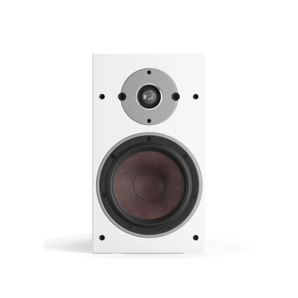 Dali OBERON 3 Boxe de raft, vedere frontală albă, tweeter și woofer vizibile, ideal pentru audiofilie.