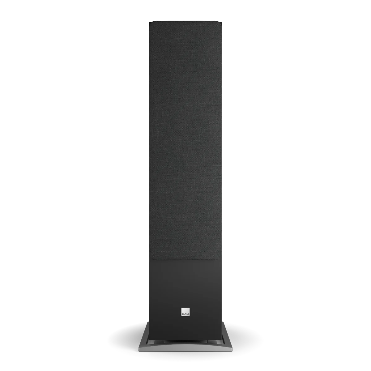 Boxa de podea Dali OBERON 9, culoare Black Ash, vedere frontală cu grilă. Ideală pentru home theater.