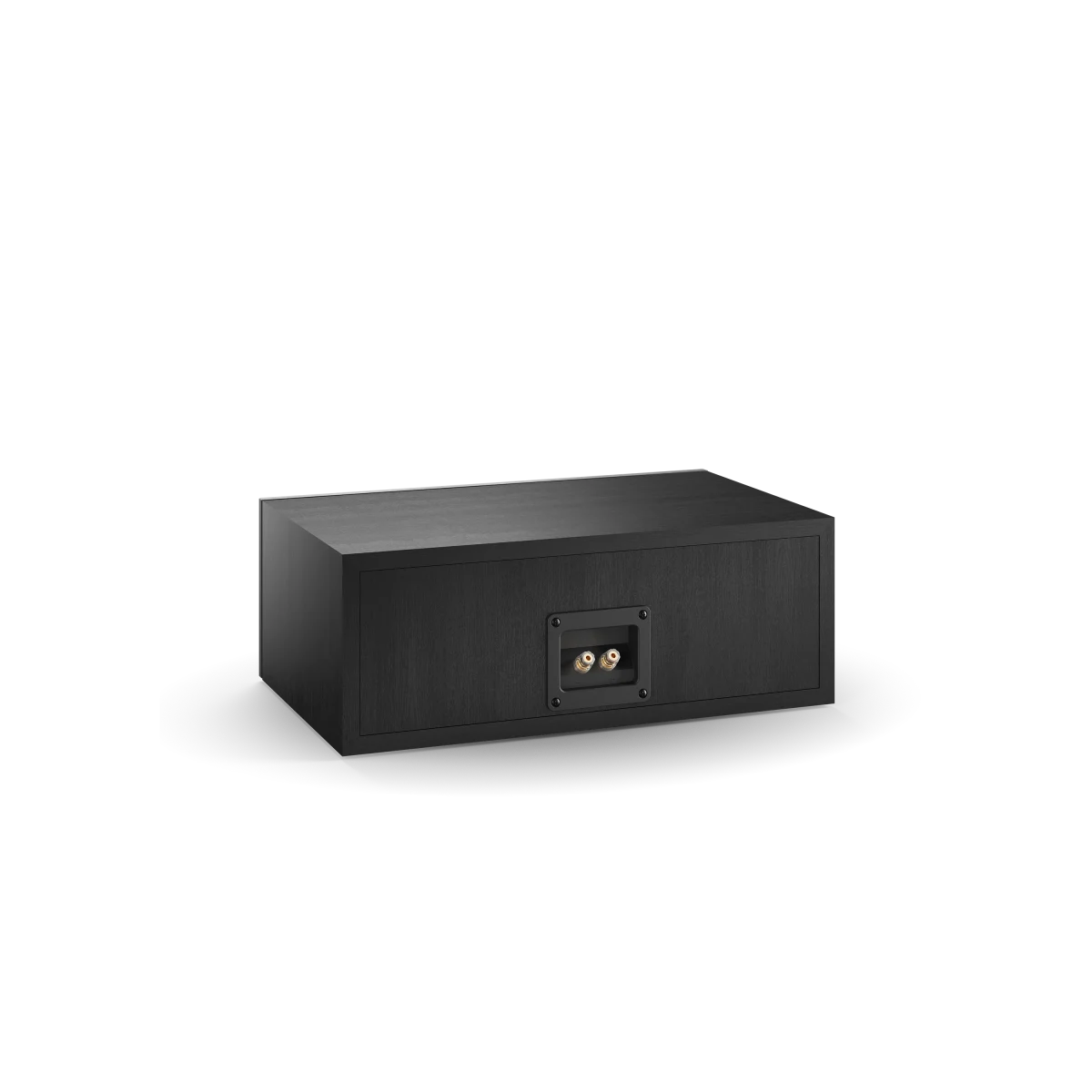 Spatele boxei Dali OBERON Vokal, finisaj negru ash, arată conectorii pentru cabluri audio.