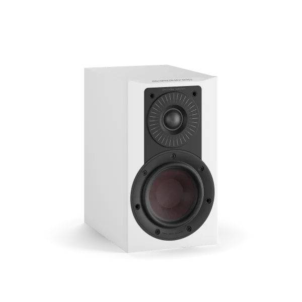 Boxa Dali OPTICON 1 MK2, culoare alb satin, vedere frontală, cu tweeter și woofer vizibile.