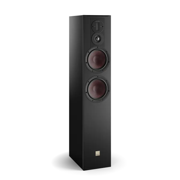 Boxa de podea Dali OPTICON 6 MK2, culoare Black Ash, vedere frontală, două difuzoare mari și un tweeter.#color_black-ash