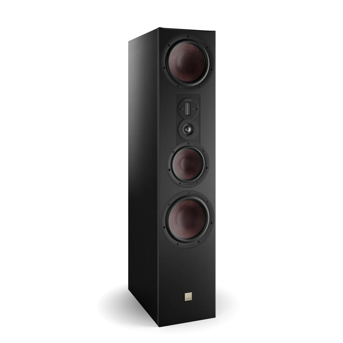 Boxa de podea Dali OPTICON 8 MK2, culoare negru ash, vedere frontală, trei difuzoare mari și un tweeter.#culoare_black-ash