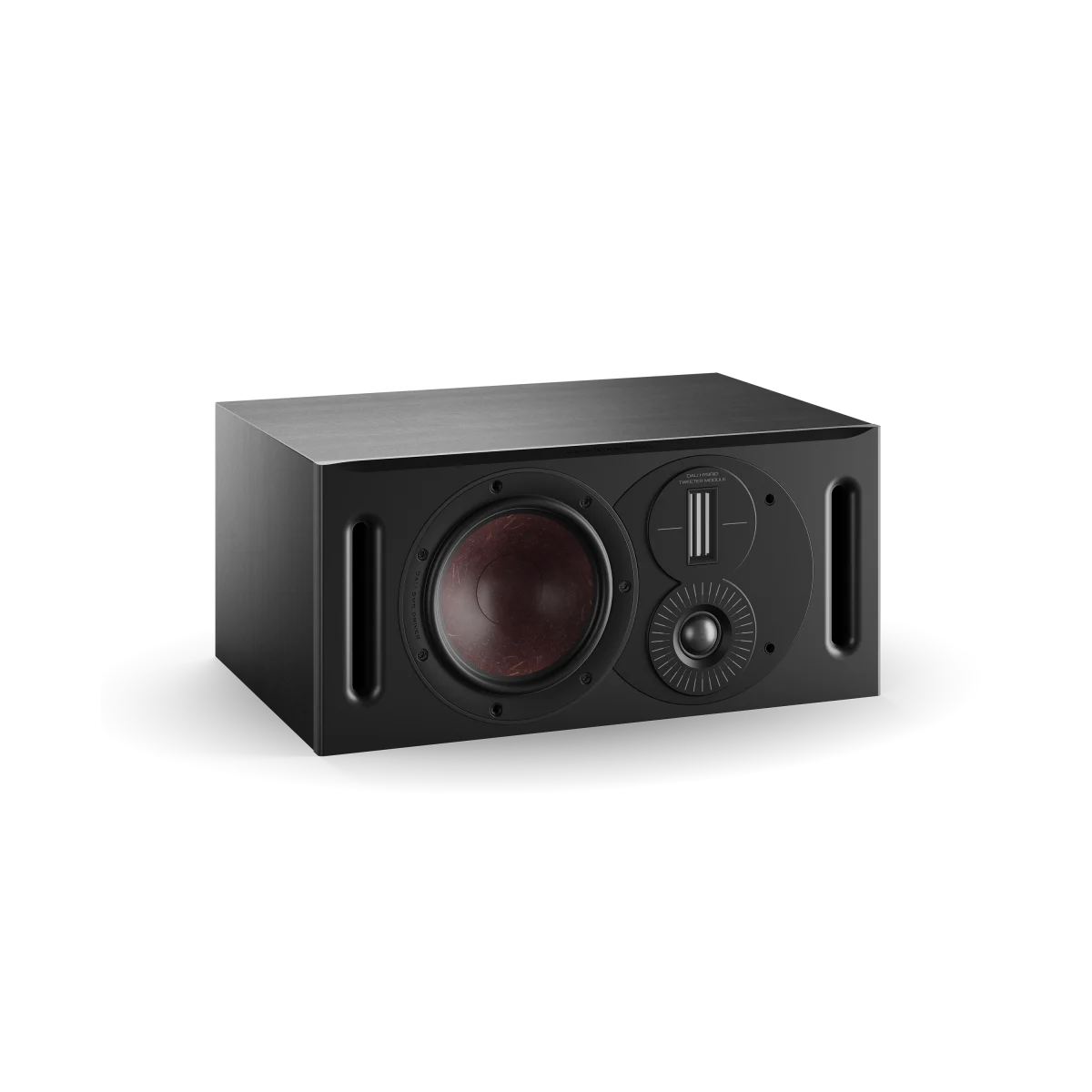 Boxa centru Dali OPTICON VOKAL MK2, culoare Black Ash, vedere frontală, difuzoare și porturi vizibile.#color_black-ash