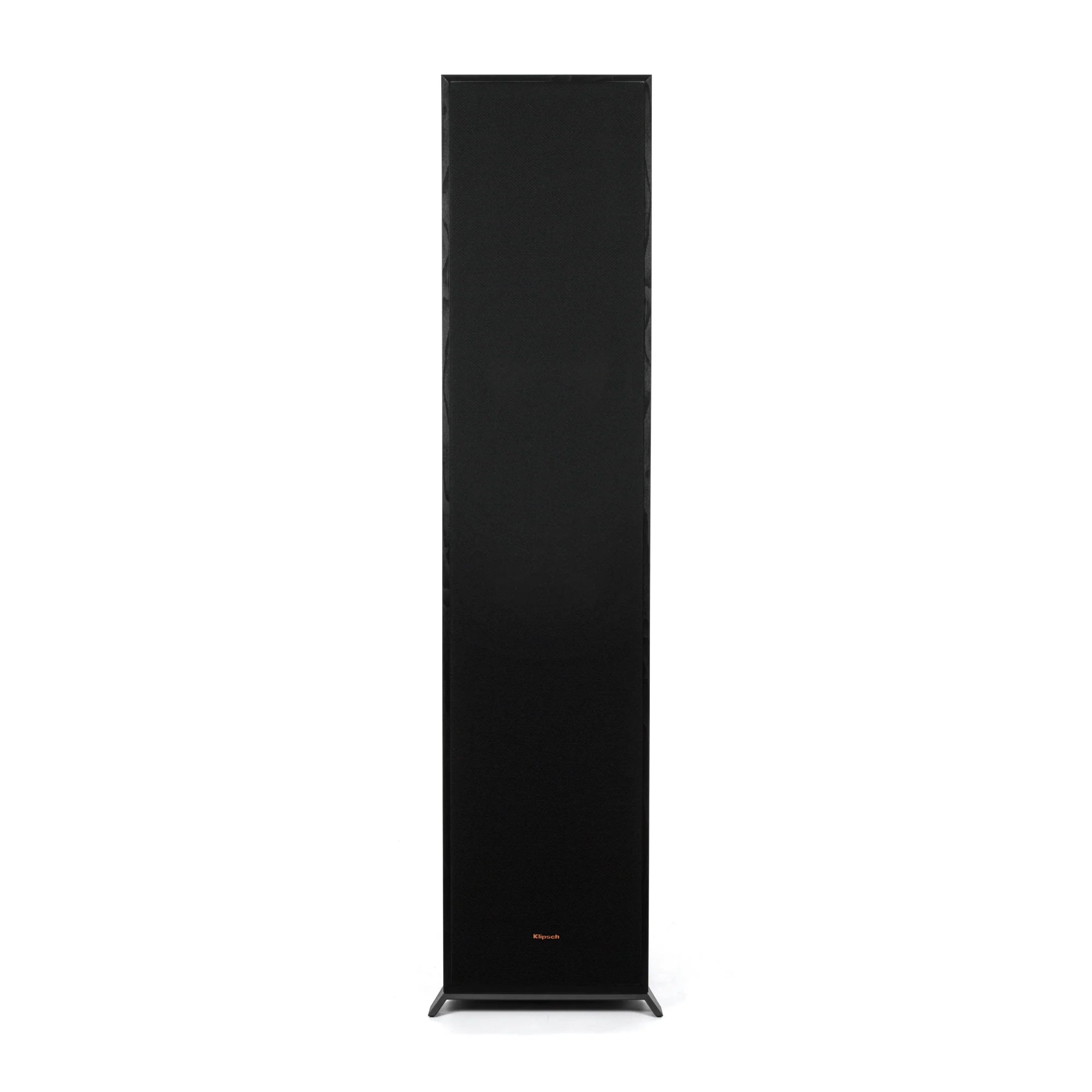 Boxa de podea Klipsch R-820F, vedere frontală cu grilaj montat, finisaj negru, logo vizibil jos.
