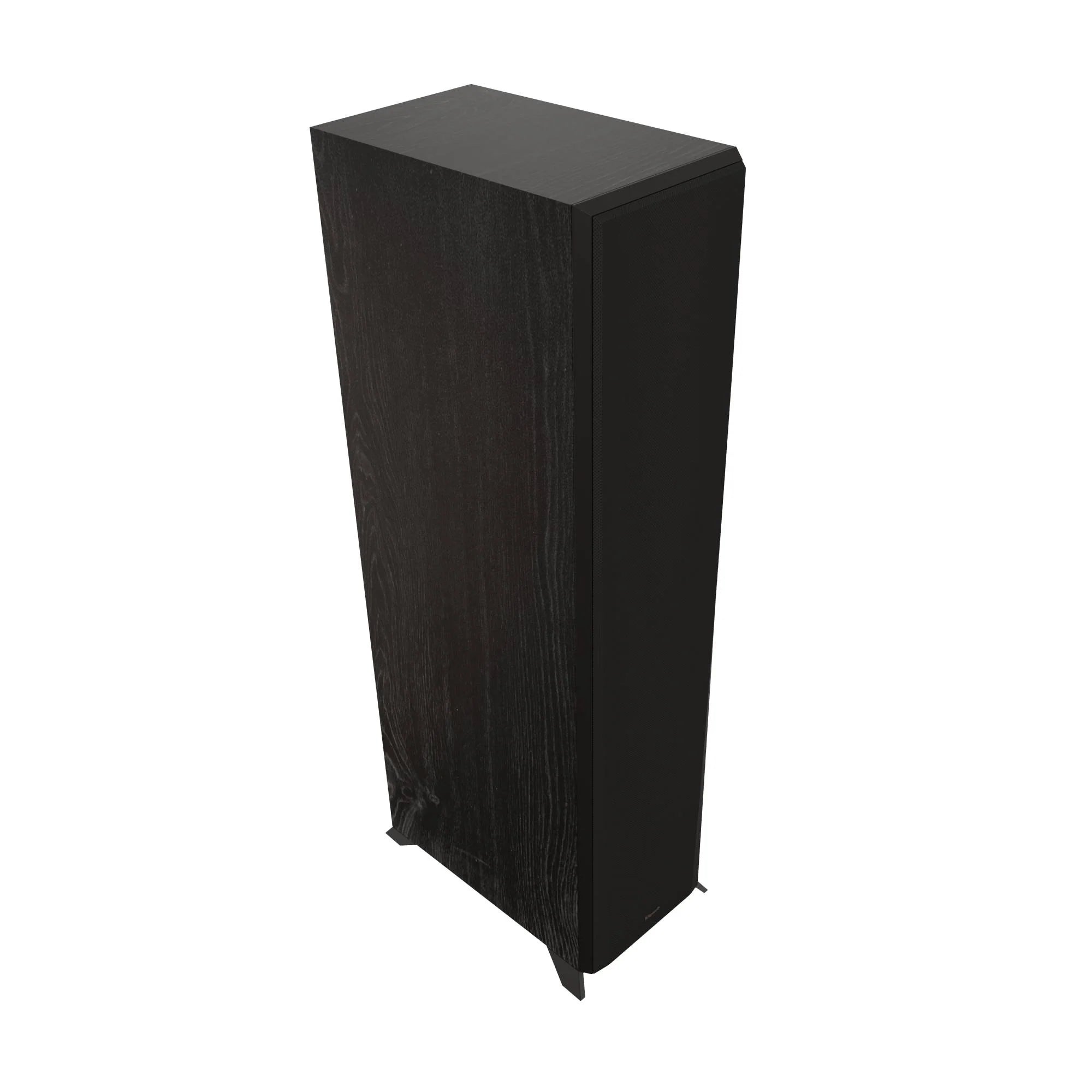 Boxa de podea Klipsch RP-8000F II neagră, vedere din spate și lateral, grilaj frontal montat.