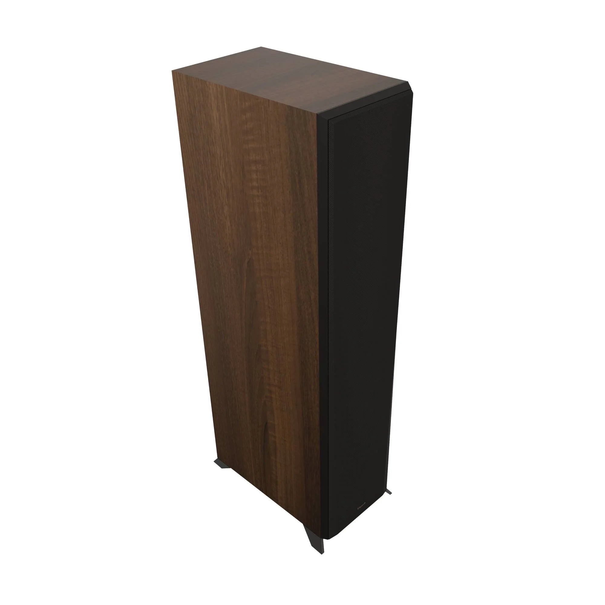 Boxă de podea Klipsch RP-8000F II culoare nuc, vedere laterală cu grila frontală montată.