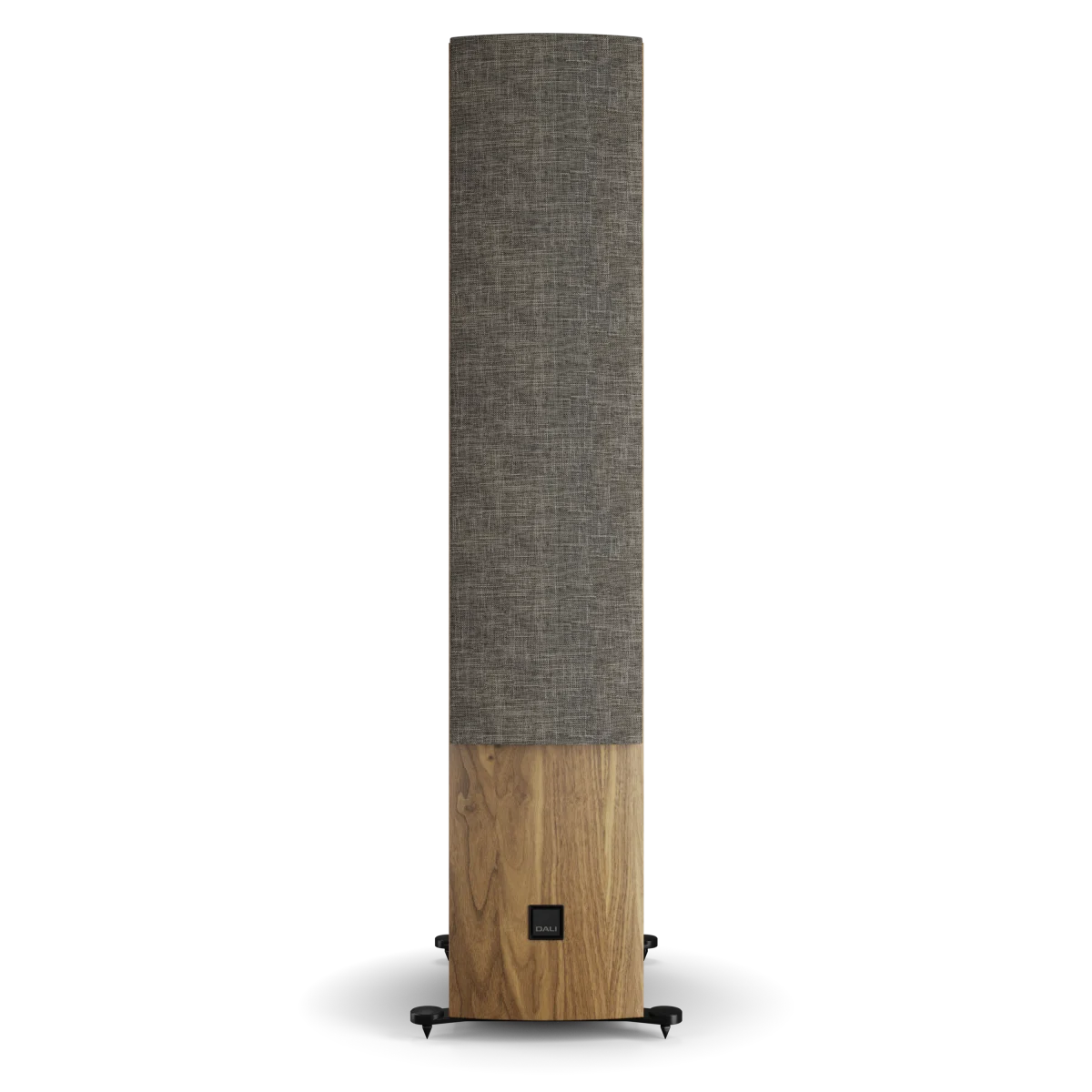 Boxă de podea Dali RUBIKORE 8, față, culoare natural walnut, grilaj frontal vizibil, optimizată audio.