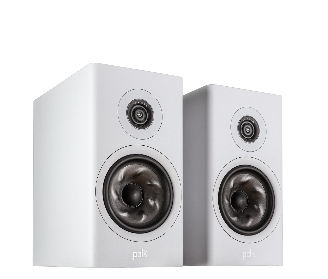 Boxe de raft Polk Audio Reserve R200, alb, vedere din dreapta. Difuzor și tweeter vizibile.