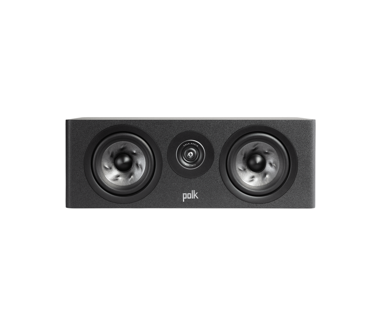 Polk Audio Reserve R300 Boxe centru, vedere frontală, culoare neagră, două difuzoare și un tweeter central.