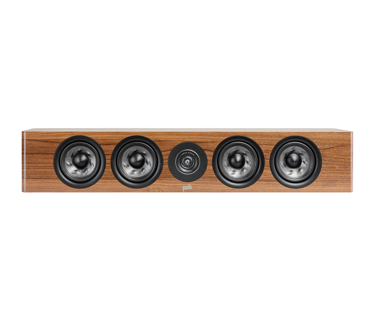 Polk Audio Reserve R350 Boxe centru, vedere frontală, culoare maro, cu patru difuzoare vizibile.