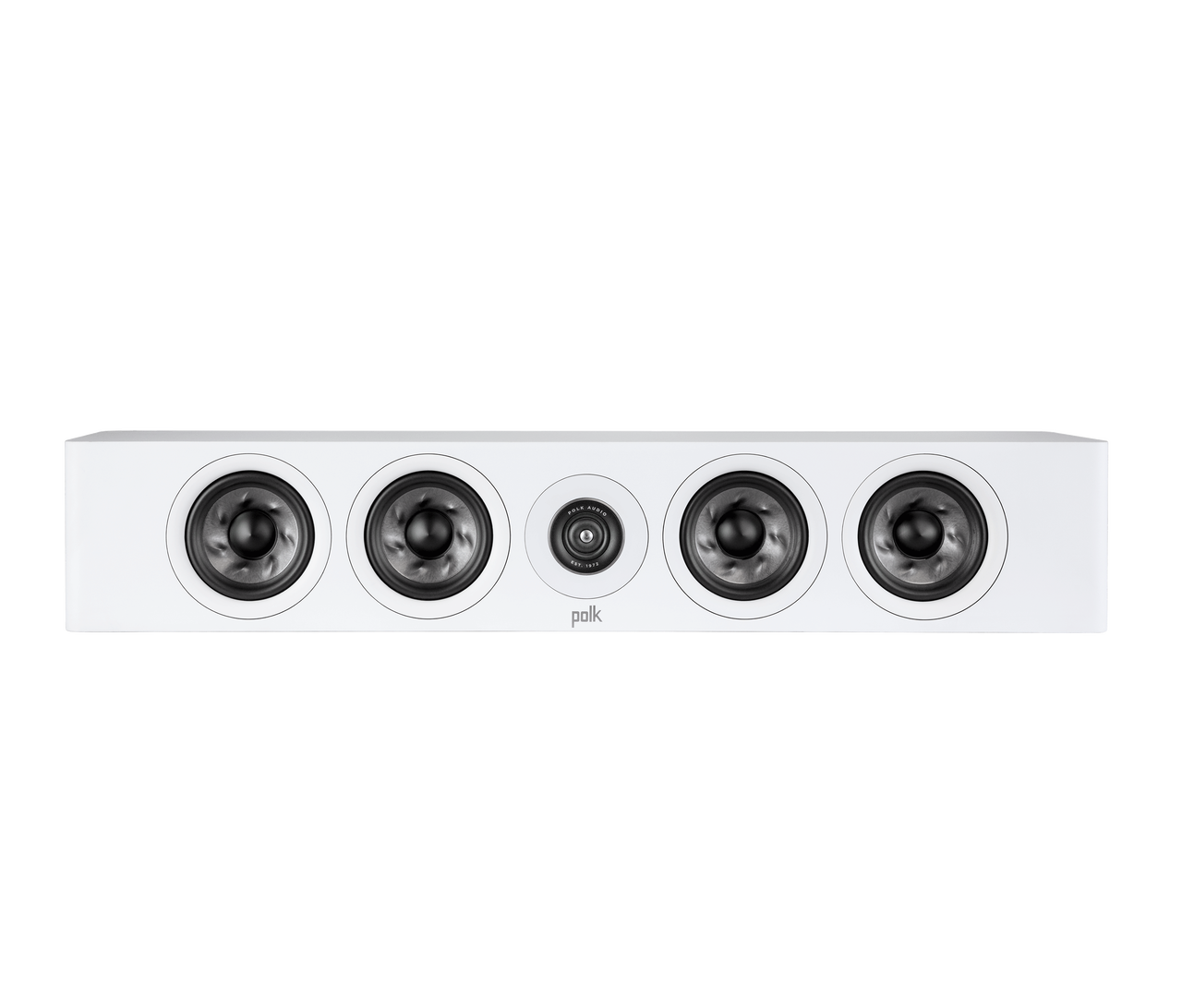 Polk Audio Reserve R350 Boxe centru alb, vedere frontală, 4 difuzoare și un tweeter central vizibile.