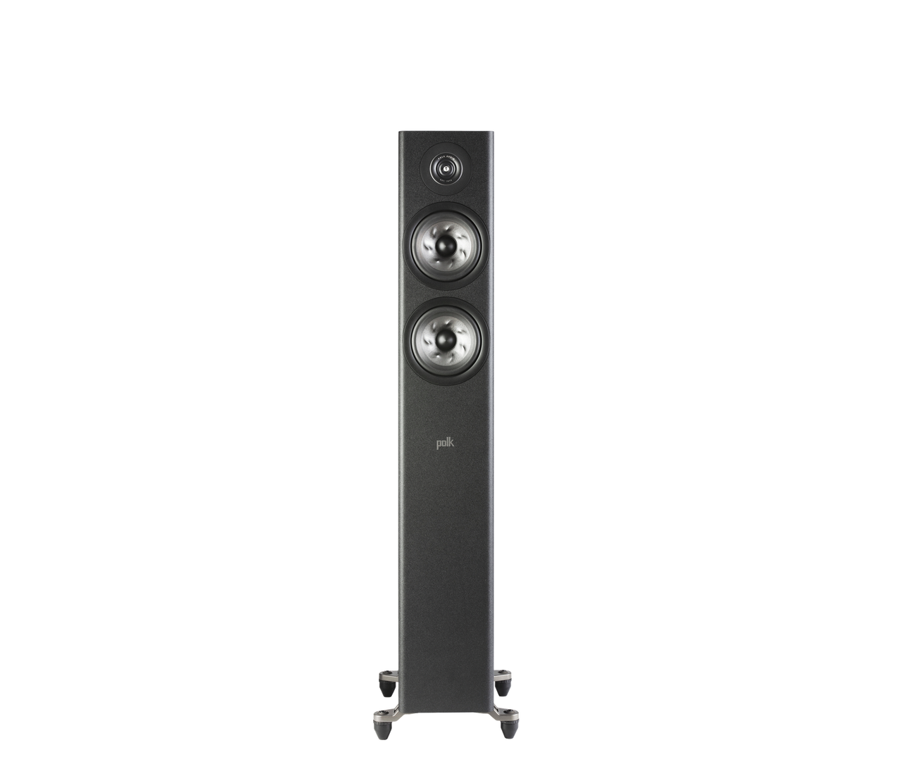 Polk Audio Reserve R500 Boxe de podea, vedere frontală neagră, două difuzoare vizibile, tweeter superior.