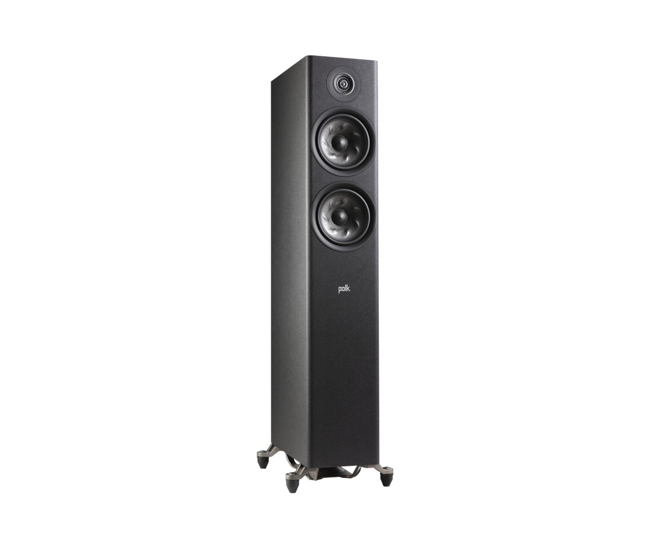 Polk Audio Reserve R600 Boxe de podea, negru, vedere din dreapta. Două woofere și un tweeter vizibile.#color_black