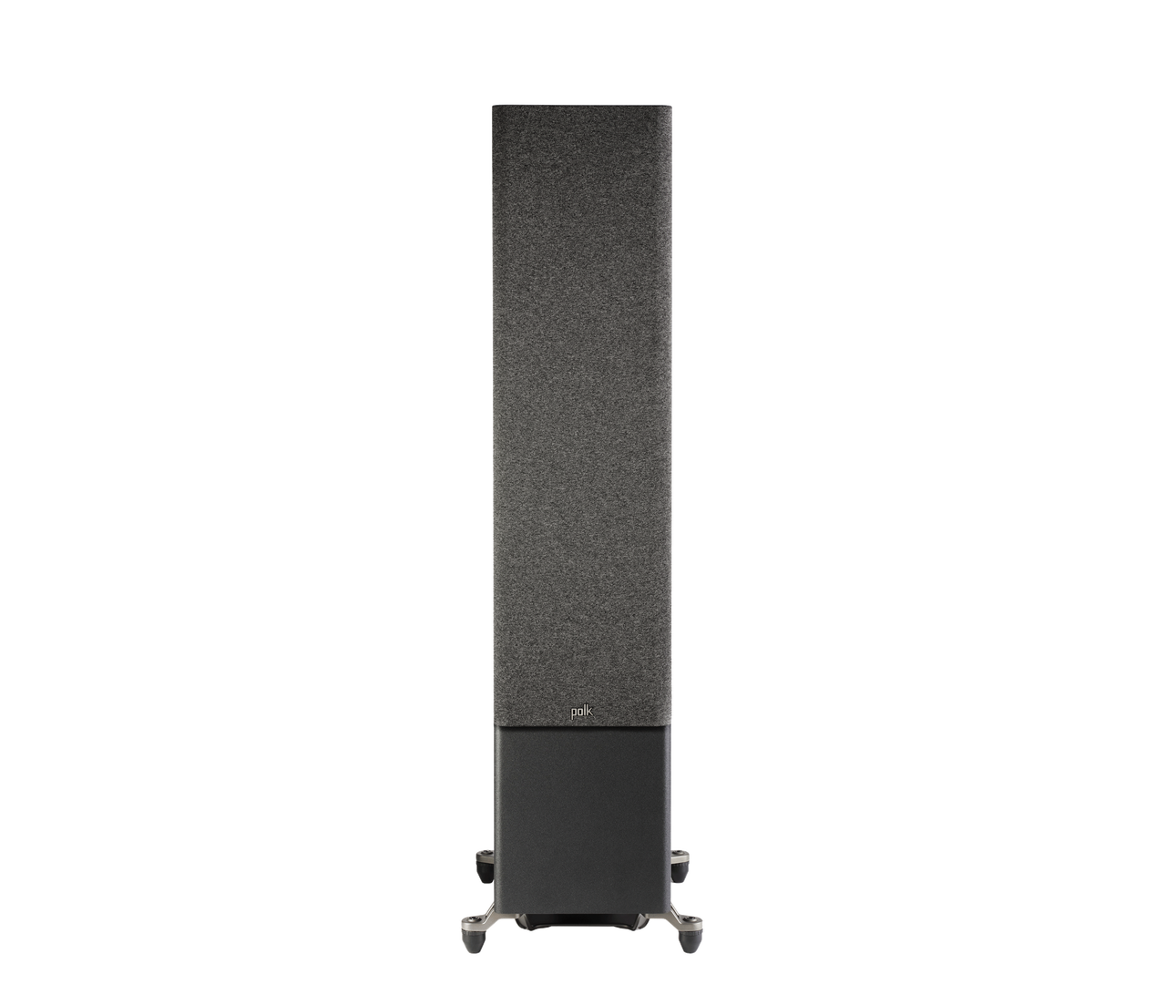 Polk Audio Reserve R700 Boxe de podea, vedere frontală, culoare neagră, grilaj față vizibil.