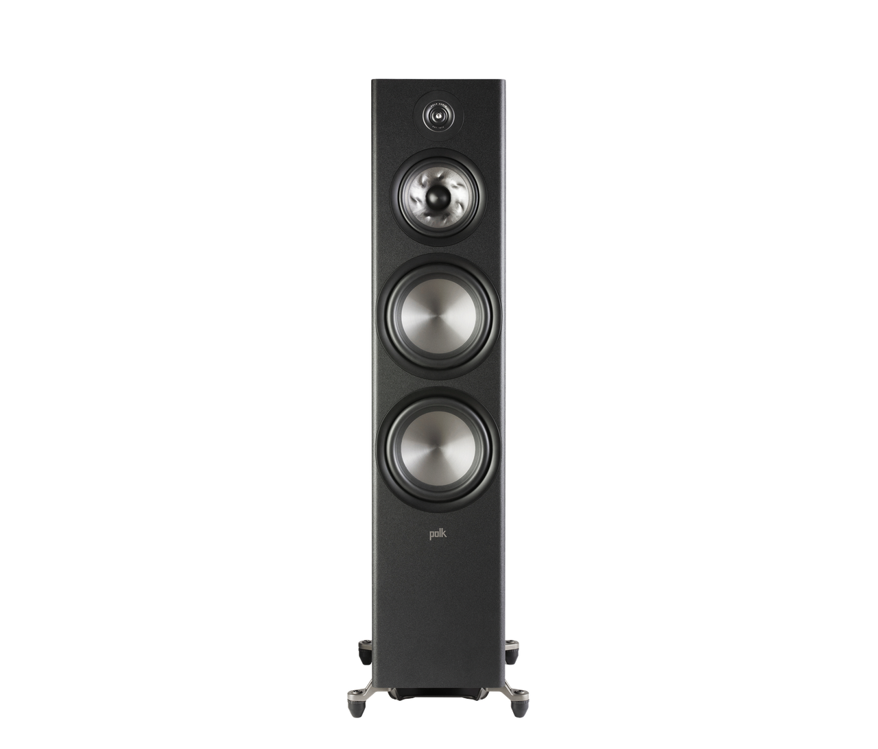 Polk Audio Reserve R700 Boxe de podea, negru, vedere frontală. Vizibile: tweeter, două woofere mari.