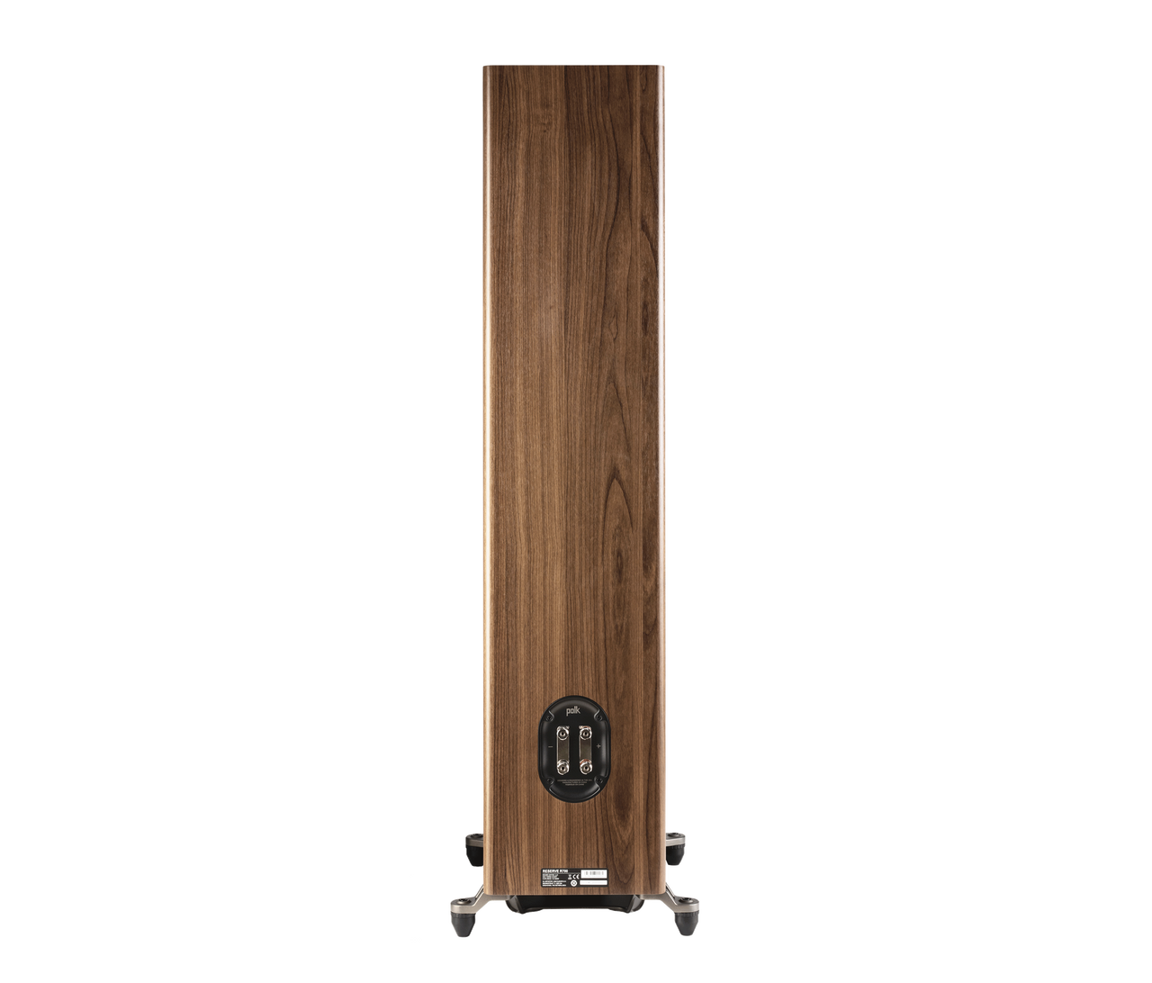 Polk Audio Reserve R700, vedere din spate, culoare maro, cu terminale de conexiune vizibile.