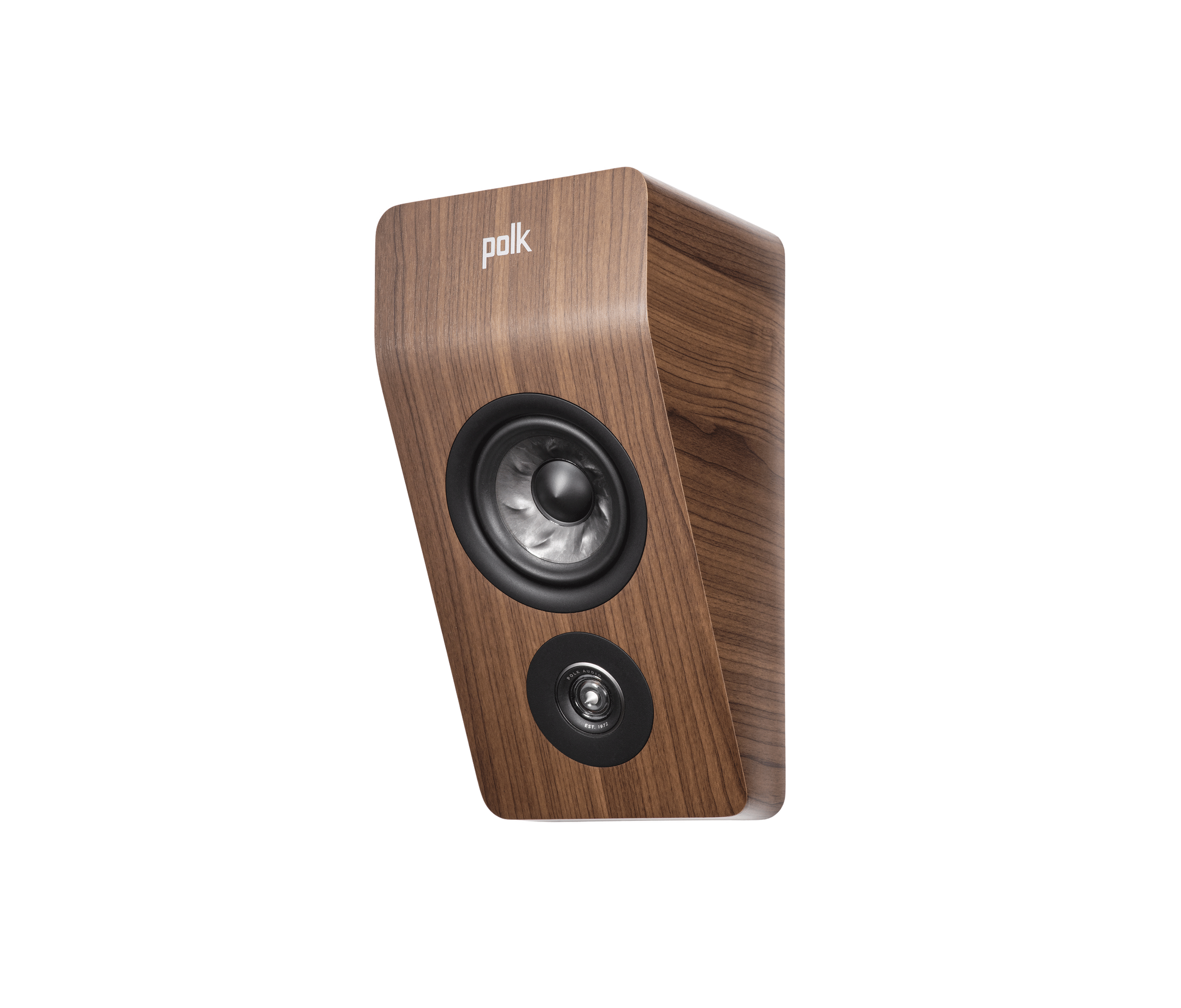 Boxa Polk Audio Reserve R900HT, culoare maro, vedere din unghi stânga sus, difuzoare vizibile.