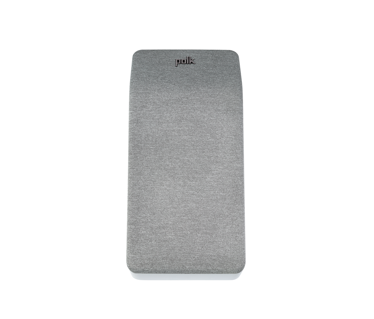 Polk Audio Reserve R900HT, vedere frontală, grilaj gri. Boxă albă, logo Polk vizibil sus. Boxe Dolby Atmos.