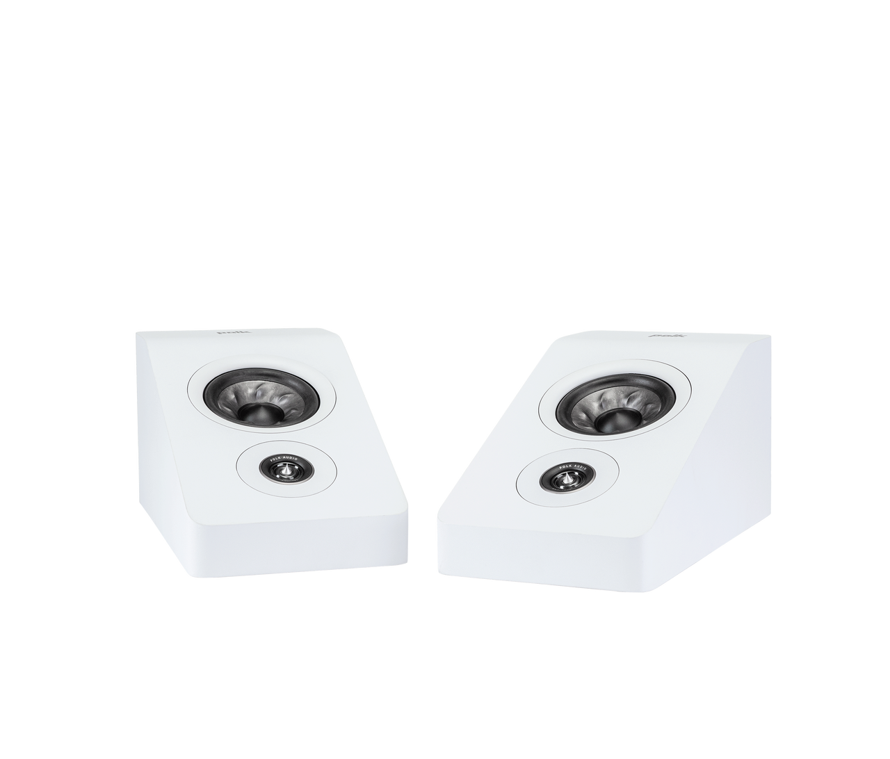 Polk Audio Reserve R900HT Boxe Dolby Atmos, vedere frontală, culoare albă, difuzoare vizibile.