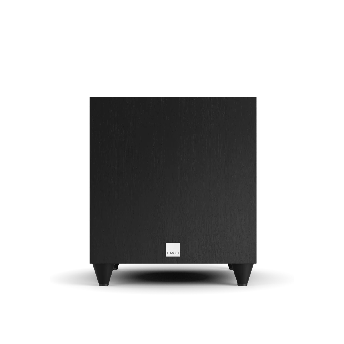 Subwoofer Dali SUB C-8 D, vedere frontală, culoare negru cenușiu, logo Dali vizibil jos, picioare suport.