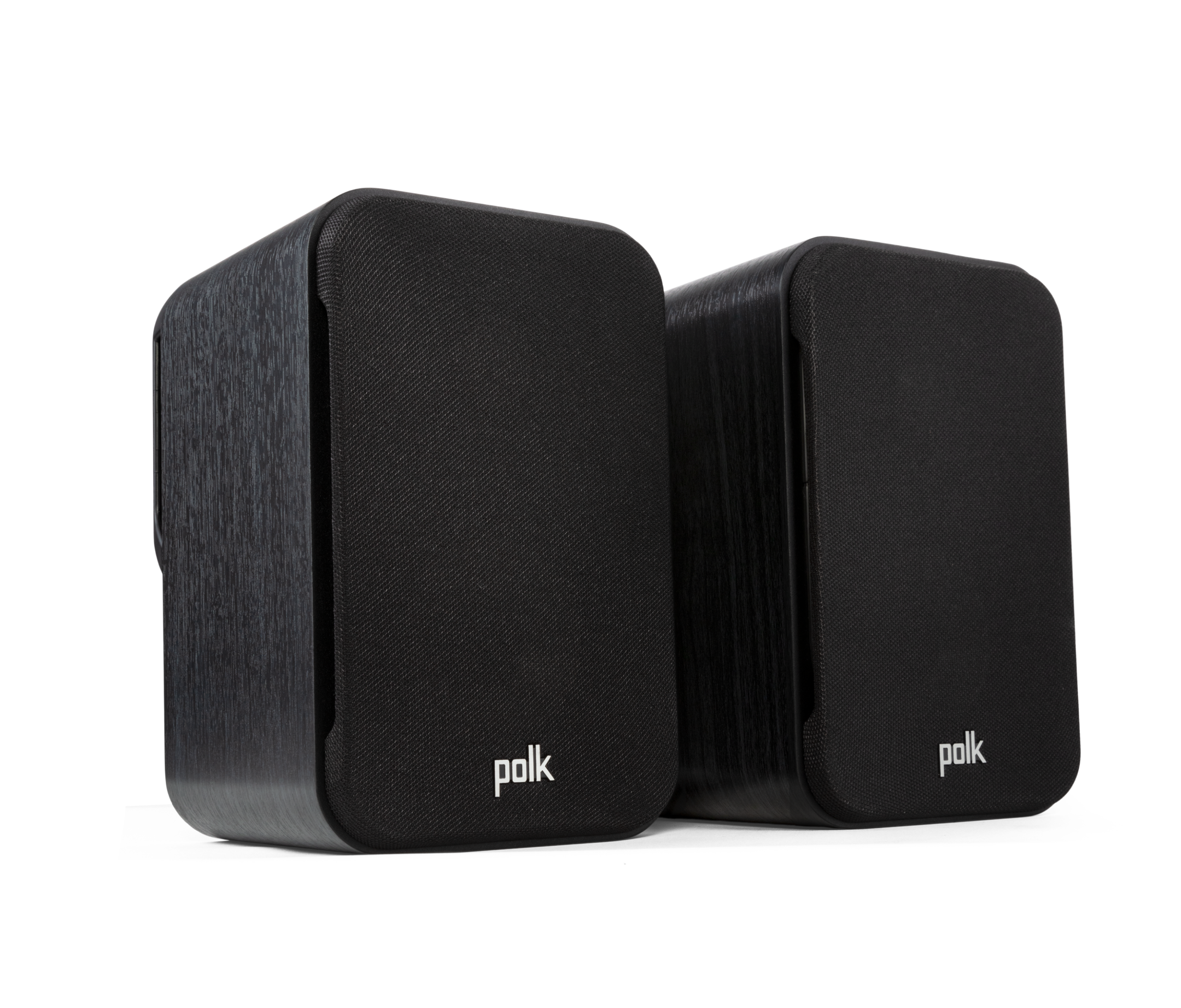 Boxe Polk Audio Signature Elite ES10 negre, vedere din dreapta, cu grile frontale și logo vizibil.