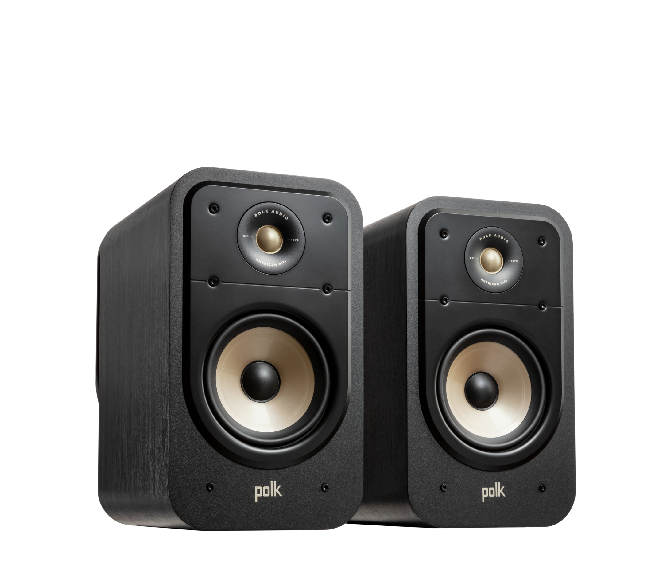 Boxe Polk Audio Signature Elite ES20 negre, vedere unghi dreapta, difuzoare și tweeter vizibile.#color_black