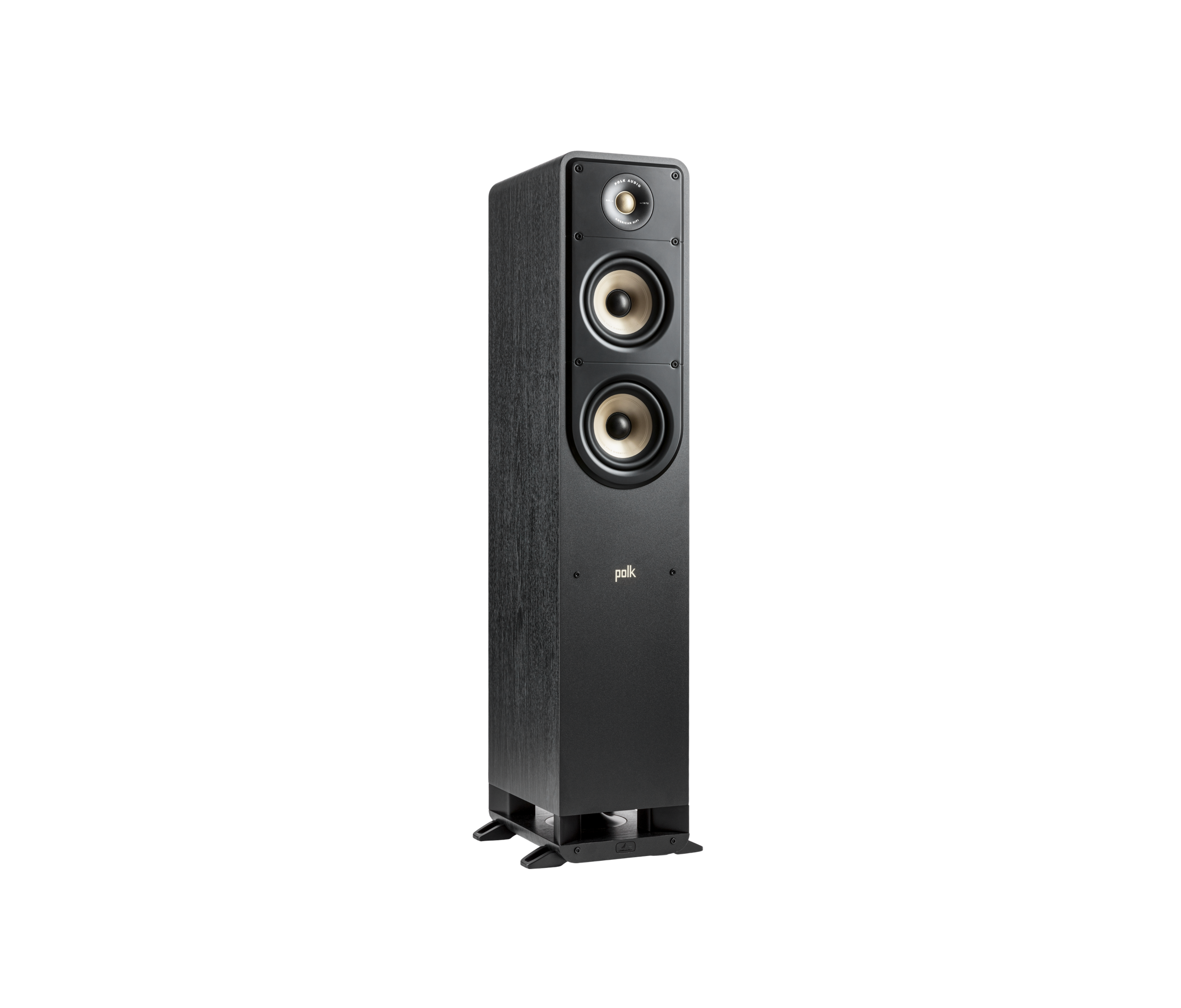 Boxă de podea Polk Audio Signature Elite ES50, negru, unghi dreapta. Vizibile: două woofere și un tweeter.#color_black