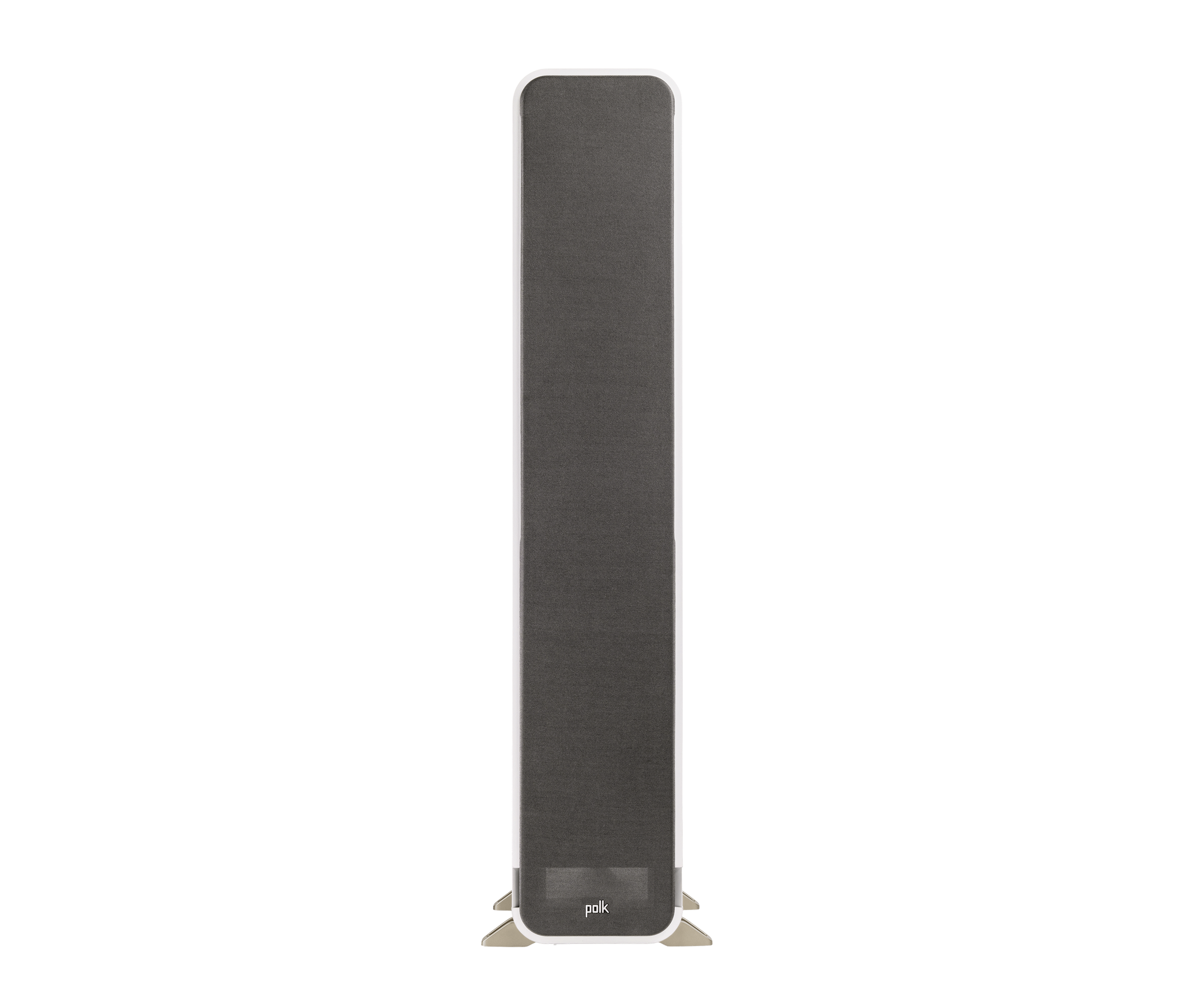 Boxă de podea Polk Audio Signature Elite ES60, vedere frontală, culoare albă, grilaj negru vizibil.