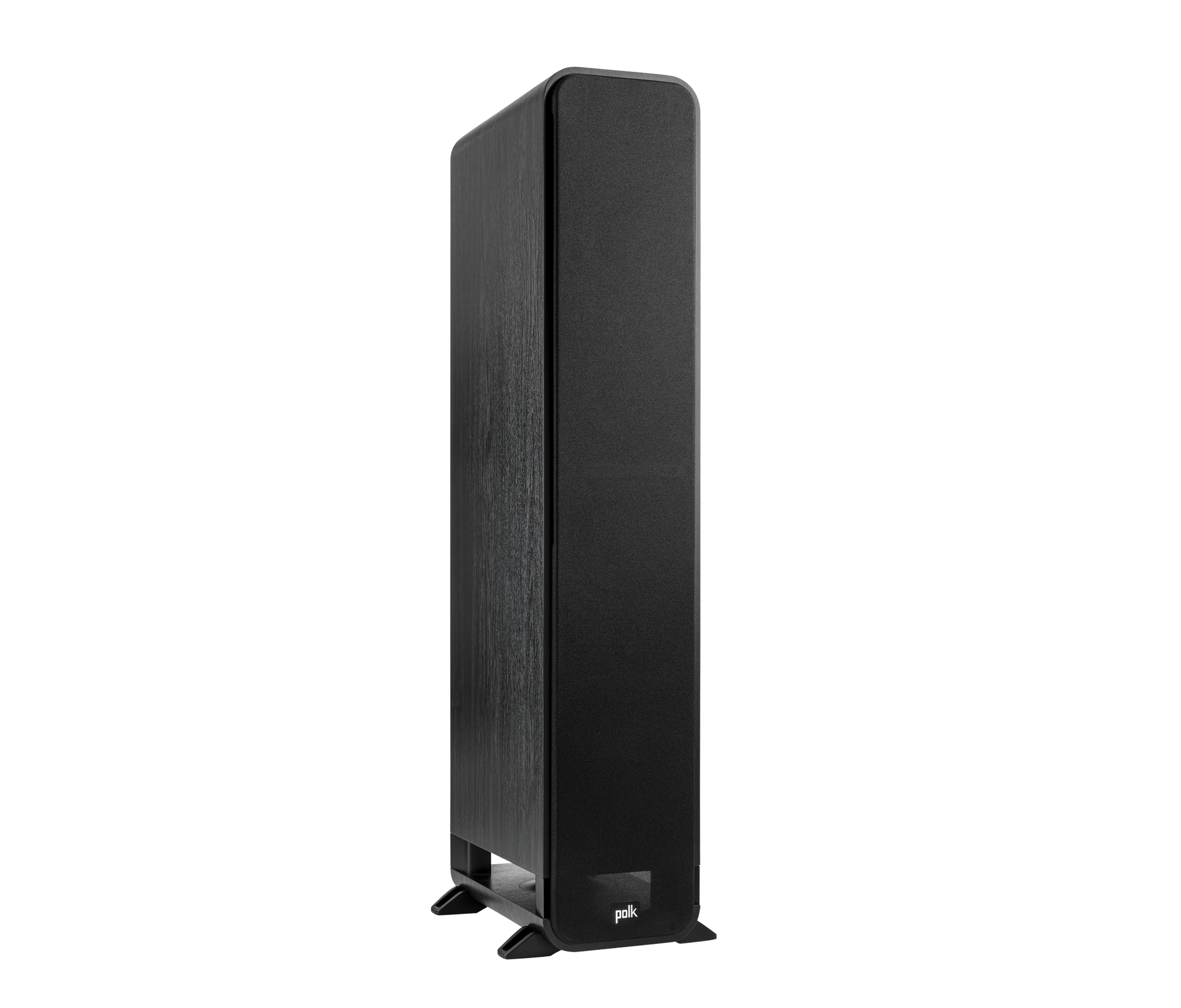 Boxă de podea Polk Audio Signature Elite ES60, negru, vedere din dreapta, grilaj frontal vizibil.