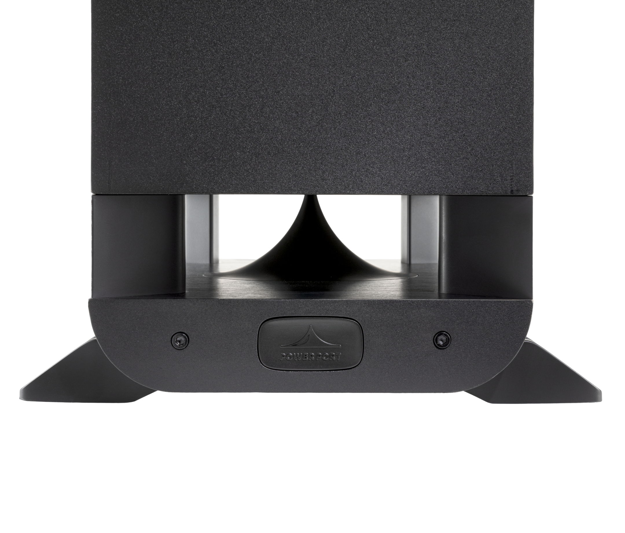 Polk Audio Signature Elite ES60, vedere de jos, culoare neagră, port PowerPort vizibil pentru bas optimizat.