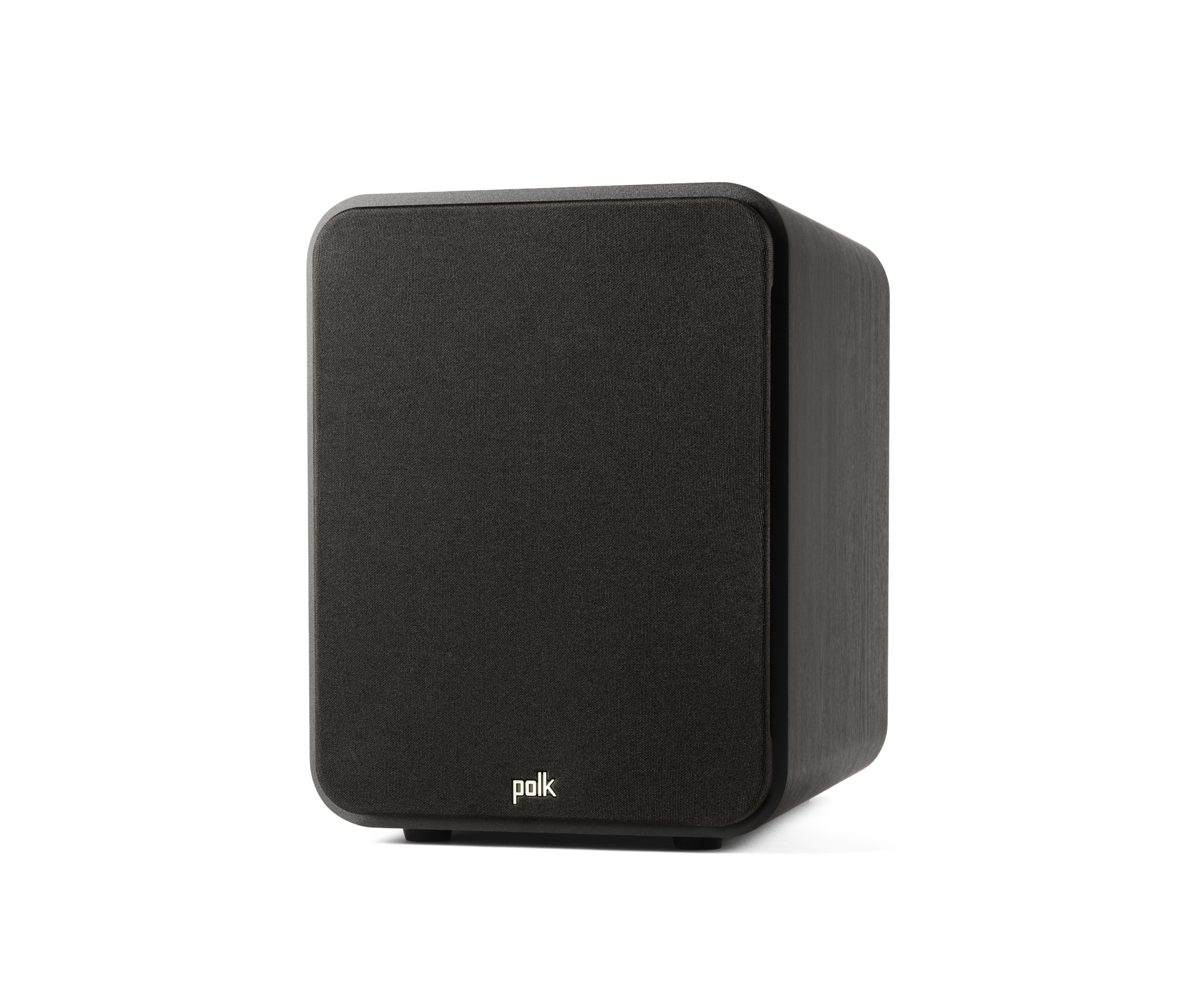 Subwoofer Polk Audio Signature Elite ES10, vedere frontală, culoare neagră, grilaj textil vizibil.