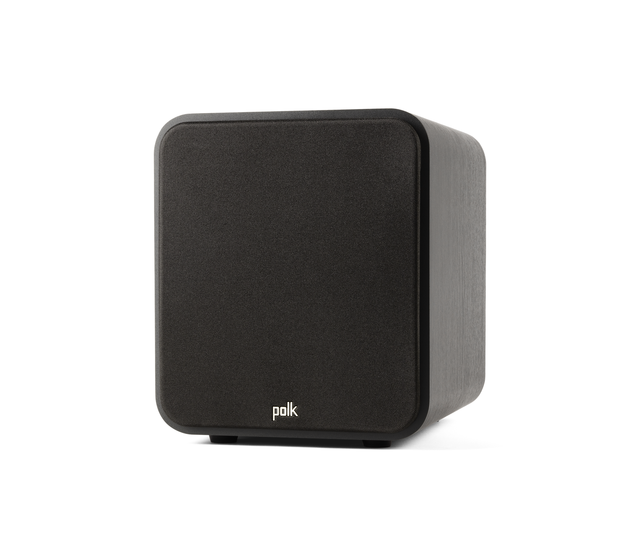 Subwoofer Polk Audio Signature Elite ES8, vedere din față, culoare neagră, grilaj frontal vizibil.