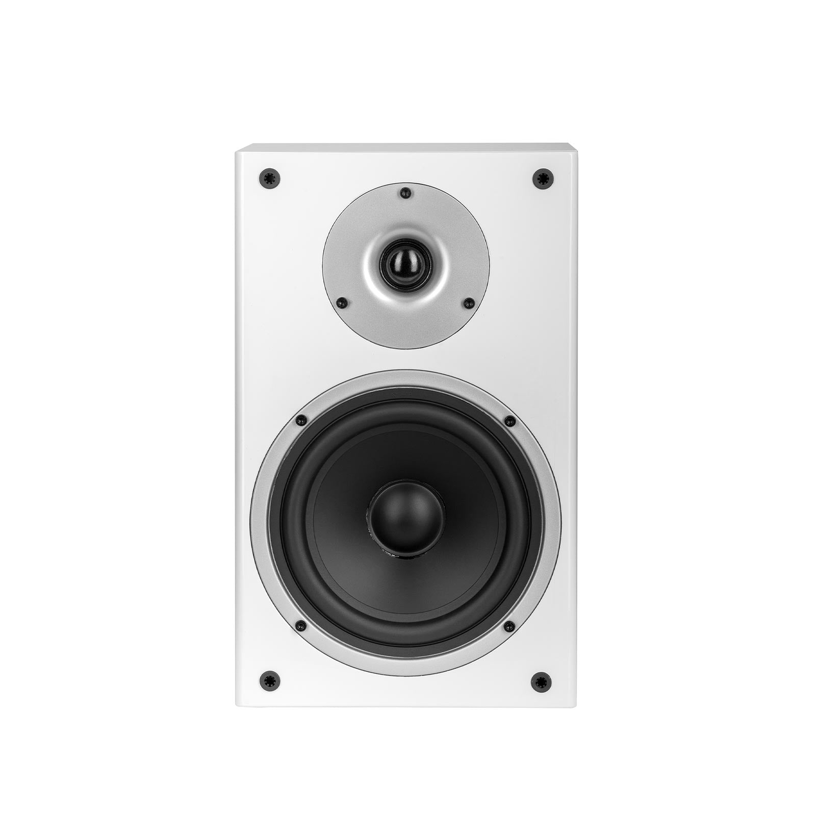 Boxa Wilson Raptor 3, față, albă. Prezintă un tweeter și un woofer clar vizibile, șuruburi negre.