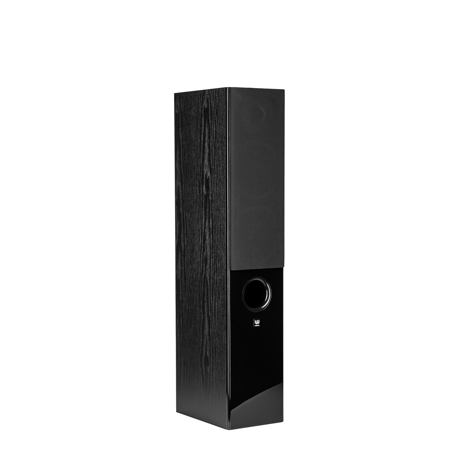 Boxă de podea Wilson Raptor 5, negru, vedere laterală. Prezintă grilaj frontal și port bass reflex.